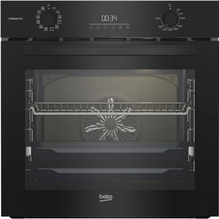 Beko BBIS17300BCS b300 Einbau-Backofen 72 Liter, Multifunktionsofen mit 12 Funktionen, SteamAdd-Dampffunktion, SoftClose-Tür, katalytische Rückwand, versenkbare Knebel, Schwarz – Bild 1