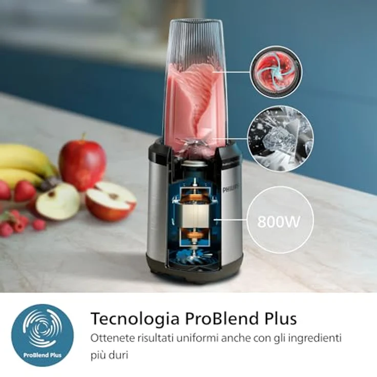 Philips 5000 Series Standmixer - Mini Smoothie Maker, Abnehmbare Klingen, 700 ml Becher, ProBlend Plus-Technologie, Leicht zu reinigen, Elegantes – Bild 4