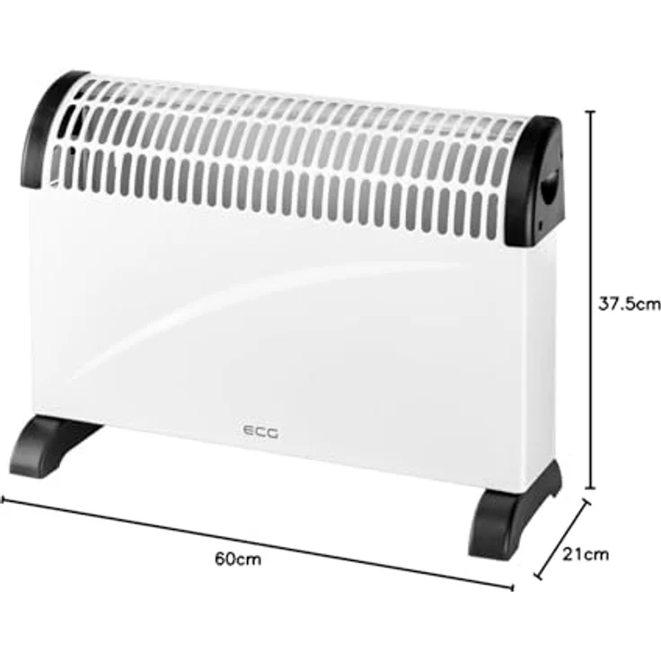 ECG TK 2050 Heizkonvektor, 3 Leistungsstufen bis 2000 W, stufenlose Thermostat-Regelung, Weiß-grau – Bild 5
