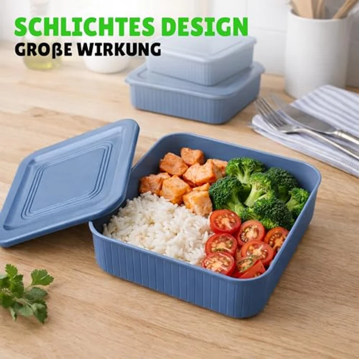 HOPEG Frischhaltedose 3er Set, luftdicht und BPA-frei, Kunststoff Vorratsdosen in Blau, 0,5 L, 1 L, 1,5 L – Bild 6