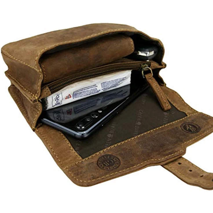 Greenburry Vintage Military Gürteltasche Leder, 16 cm x 6 cm x 9 cm, braun, 100% Leder – Bild 6