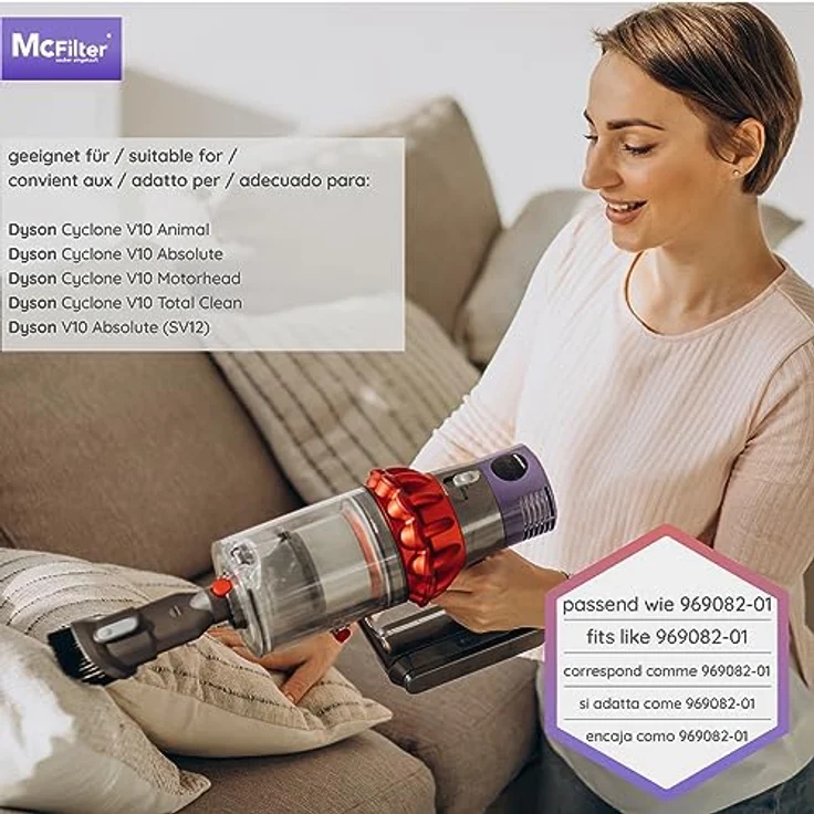 McFilter HEPA-Filter 4 Stück, Staubsauger-Zubehör für Dyson V10, SV12, Cyclone, auswaschbar, lila/schwarz/weiß – Bild 2