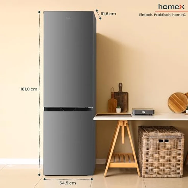 homeX CFSN2531C-S, Kühlschrank mit Gefrierfach No Frost, Kühl-Gefrier-Kombination 253 Liter, silber – Bild 6