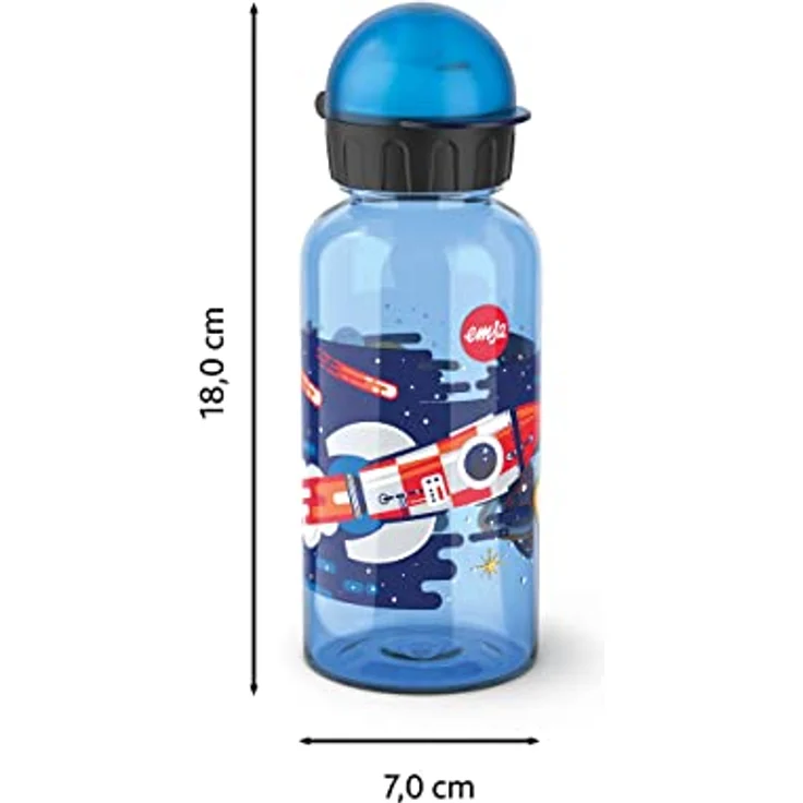 Emsa N30513 Kids Tritan Trinkflasche | Fassungsvermögen: 0,4 Liter | 100% sicher/praktisch/hygienisch/dicht/unbedenklich | cleverer Trinkverschluss | robust | Design: Space - Preisvergleich – Bild 2
