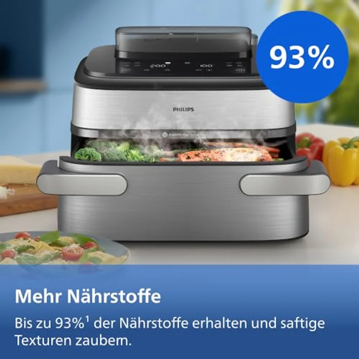 Philips Heißluftfritteuse NA565/02 Steam Airfryer 5000 Series, 9,5L Megabasket, 2750 W, Dampfgarfunktion, RapidAir Plus Technologie, inkl. Servierzange – Bild 11