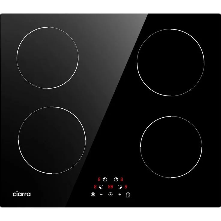 CIARRA Induktions-Kochfeld VM4BIH-D, 60cm Einbau-Kochfelder 4 Zonen Einbau Induktionskochfeld 6000W, Touch-Control, Glaskeramik, 9 Leistungsstufen, Made in China, 220~240V V