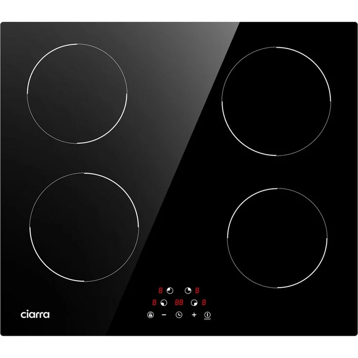 CIARRA Induktions-Kochfeld VM4BIH-D, 60cm Einbau-Kochfelder 4 Zonen Einbau Induktionskochfeld 6000W, Touch-Control, Glaskeramik, 9 Leistungsstufen, Made in China, 220~240V V