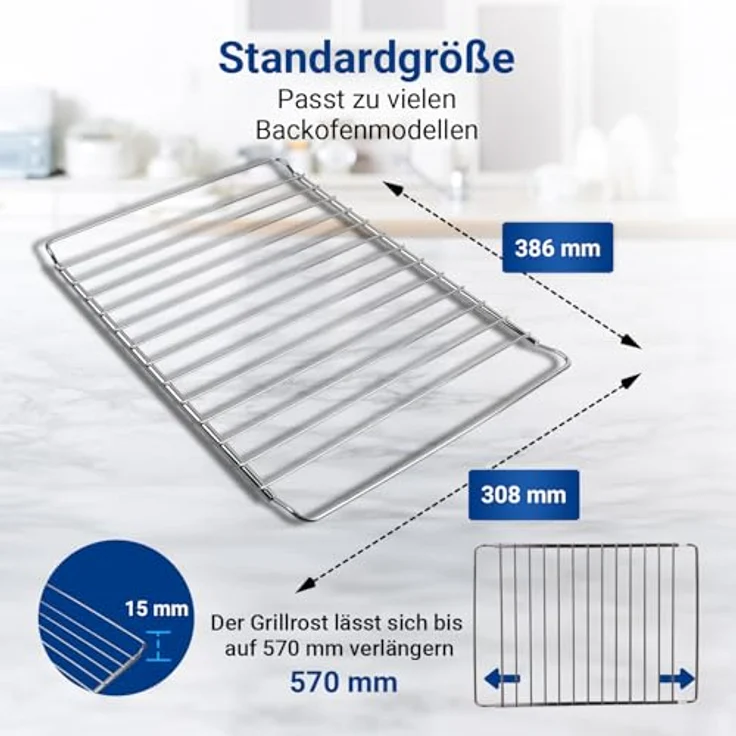 VIOKS Ausziehbarer Backofen Gitterrost 386/570x308mm aus Edelstahl, einfach zu reinigen und langlebig – Bild 3