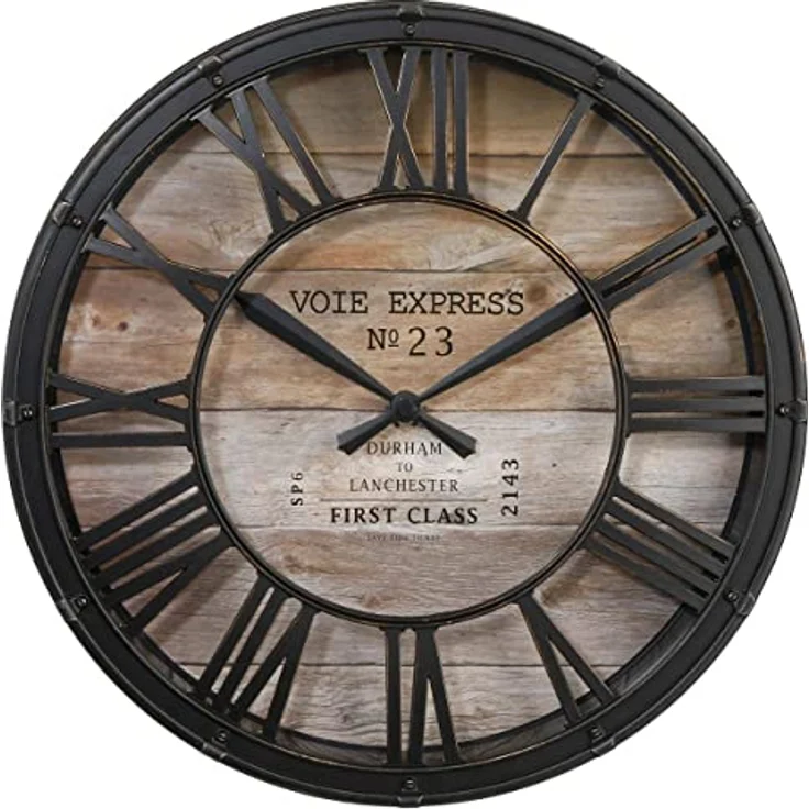 ATMOSPHERA CREATEUR D'INTERIEUR Wanduhr Vintage – Schwarz & Holz D39 cm – Atmosphäre für den Innenbereich – Bild 1