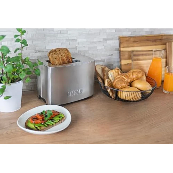 Unold 38216 Toaster Tommy 2-Scheiben-Toaster, 850 W, wärmeisoliertes Edelstahlgehäuse, Extra-große Röstkammern, XXL-Toastscheiben, 4 Funktionen - Edelstahl – Bild 7