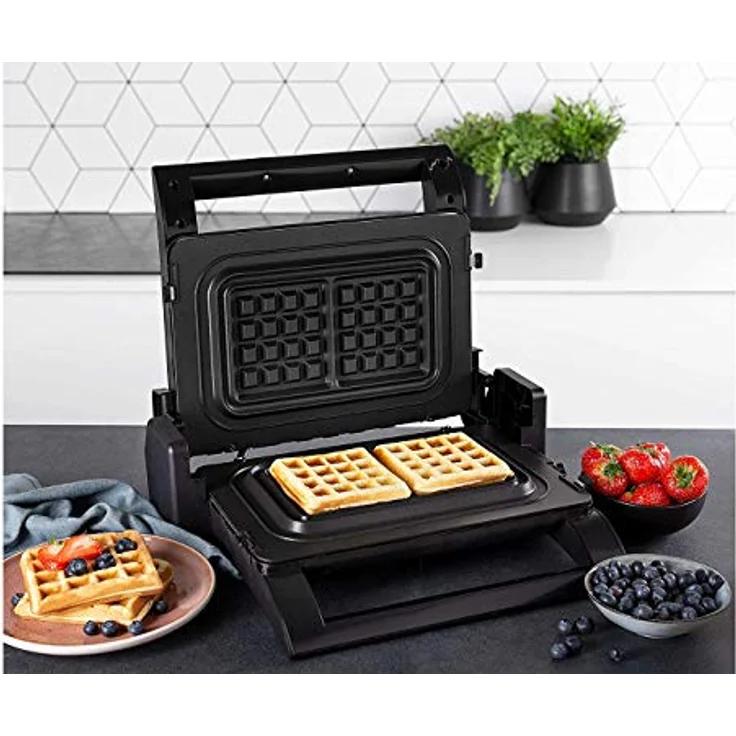 Princess Kontaktgrill, Waffeleisen Sandwichmaker 4in1 Wechselplatten Grillzange, 1500W, 31x21cm, schwarz – Bild 5