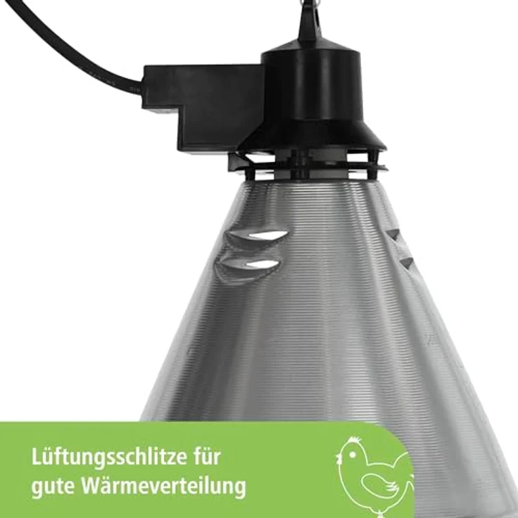 Kerbl Infrarot-Reflektor 175 W mit 5 m Kabel, Aluminiumschirm mit 6 Lüftungsschlitzen und 20 kg Tragkraft – Bild 3
