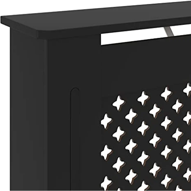 vidaXL MDF Heizkörperverkleidung, Schwarz, modernes Lattenrost-Design, 78 cm – Bild 6