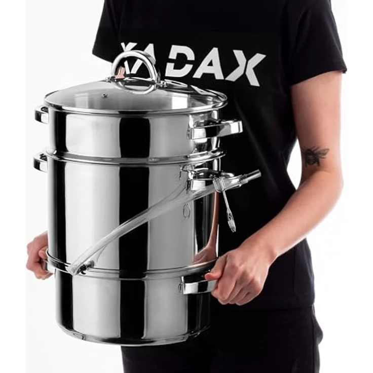 KADAX Dampfentsafter Ruka 8L, Edelstahl Universal-Entsafter mit Glasdeckel, spülmaschinengeeignet, für Gas-, Elektro-, Keramik- und Induktionsherde (Silber) – Bild 5