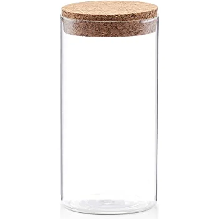 Zeller Present Vorratsglas mit Korkdeckel, Glas/Kork, 1400 ml, transparent, Ø9,5 x 23,5 cm – Bild 2