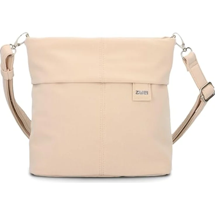 ZWEI Mademoiselle.M Schultertasche Umhängetasche, grau, aus strapazierfähigem Polyurethan mit Reißverschlussfach und verstellbarem Umhängeriemen, 25cm x 10cm x 23cm – Bild 3