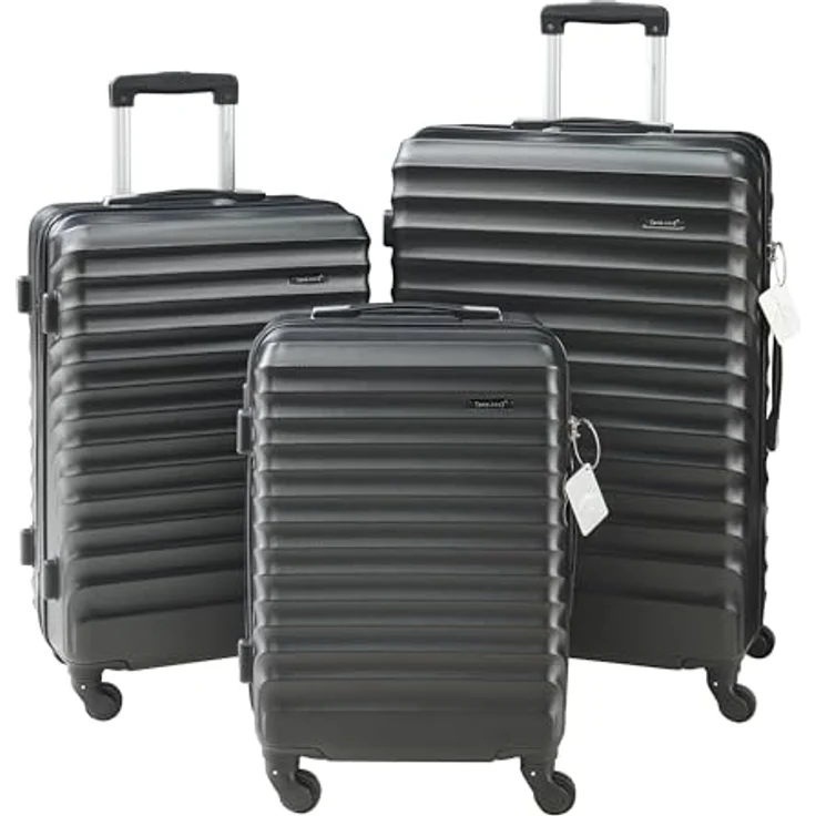 Pro-Tec Reisekoffer Pona 3er Set, Schwarz, Hartschale, 100 l, TSA-Schloss, 360° Rollen – Bild 1
