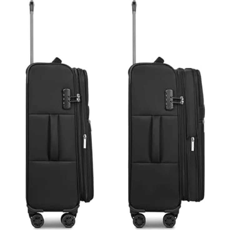BUGATTI Valencia Soft Koffer-Set 3-teilig, erweiterbar & mit Doppelrollen, 46.5 x 28.5 x 75cm, flexibles Polyester, 89 Liter Volumen für Damen und Herren – Bild 3
