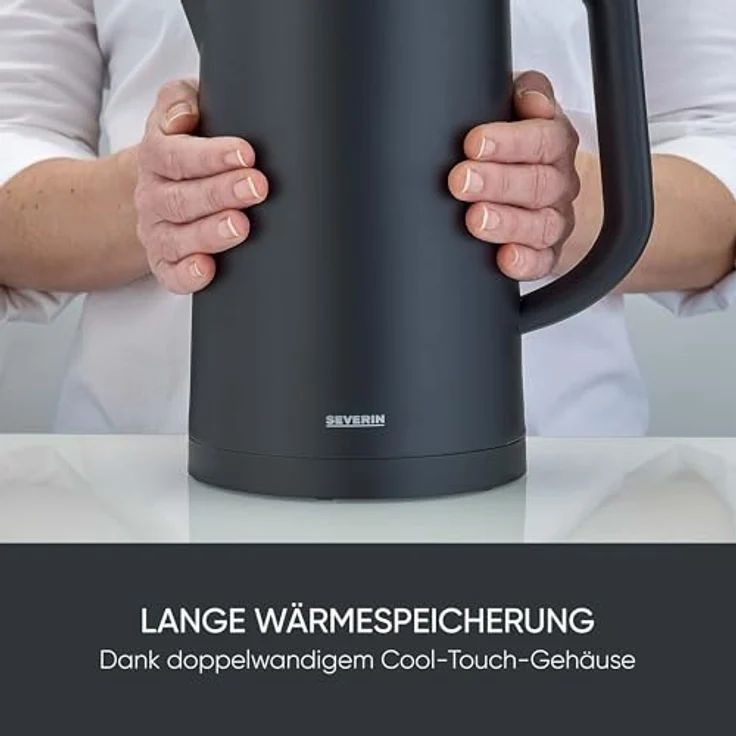 SEVERIN Cool-Touch Wasserkocher WK 3484, doppelwandig mit LED-Temperaturanzeige, Warmhaltefunktion und 1,7 L Kapazität, schwarz, 2.200 W – Bild 4
