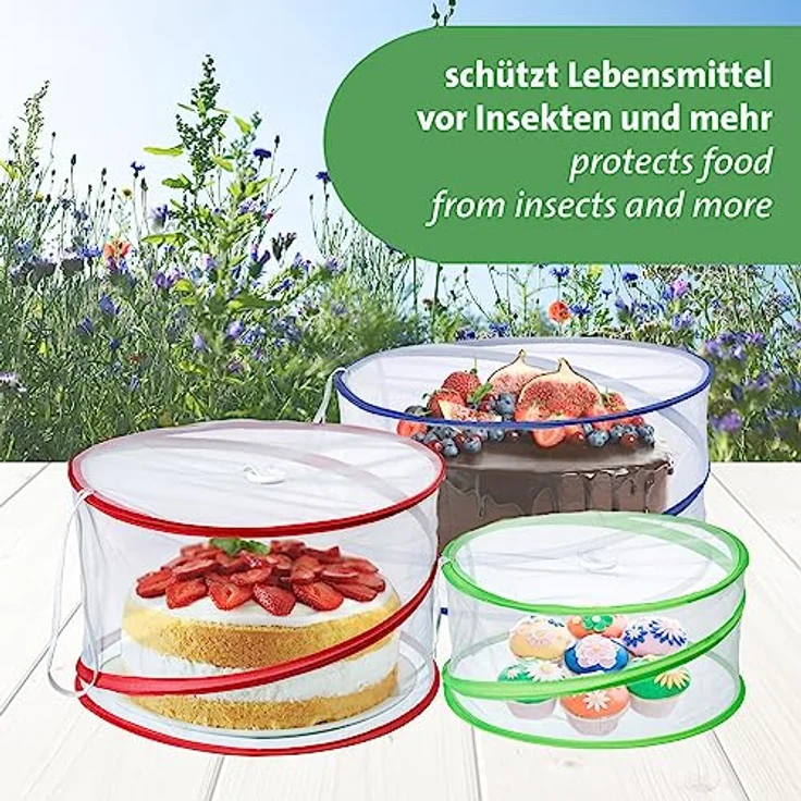 Westmark Speisehauben Hoody – faltbare Abdeckhauben für Lebensmittel, Fliegenschutz und Insektenschutz beim Essen draußen, praktische Obsthaube – ø 39, 34, 30 cm, 3 Stück – Bild 4