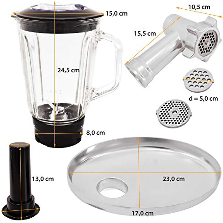 Syntrox Küchenmaschine de Luxe 5,5 L Edelstahlschüssel, 1300W, silber, schwarz – Bild 7