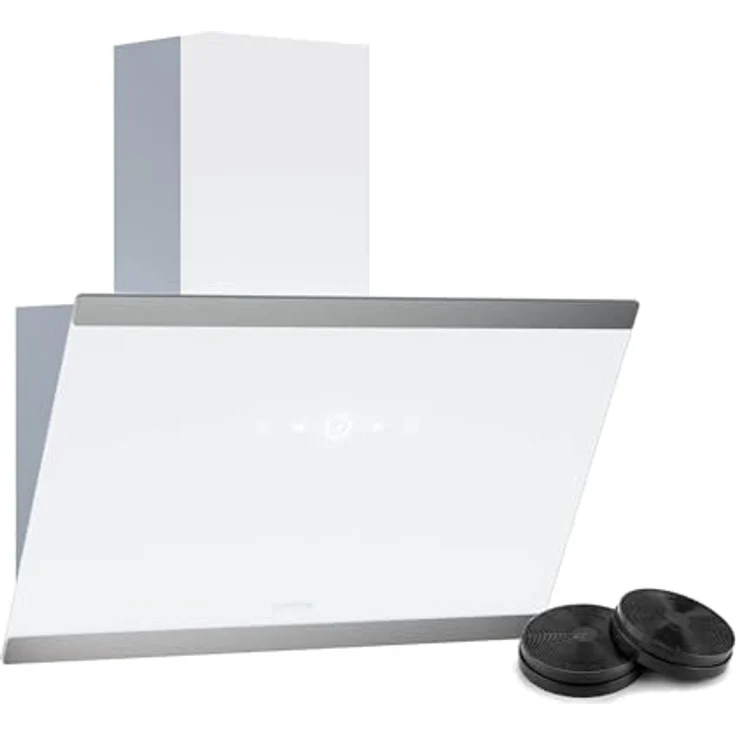 Klarstein FlashLine Dunstabzugshaube, 60 cm Kopffreihaube mit Touchscreen, 524 m³/h, A++ Energieeffizienz, 34,5 dB, LED-Beleuchtung, Weiß, Abluft- und Umluftbetrieb – Bild 1