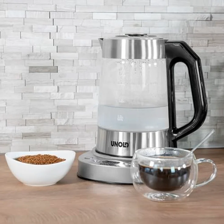 Unold Samowar Selin, 2in1 Wasser-/Teekocher mit 1,7 L Volumen, stufenweise Temperatureinstellung 92–100 °C, Edelstahl und Borosilikatglas – Bild 4