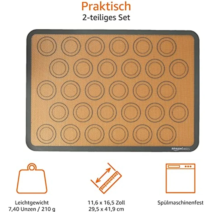 AmazonBasics Backmatte für Macarons aus Silikon, 2 Stück – Bild 6