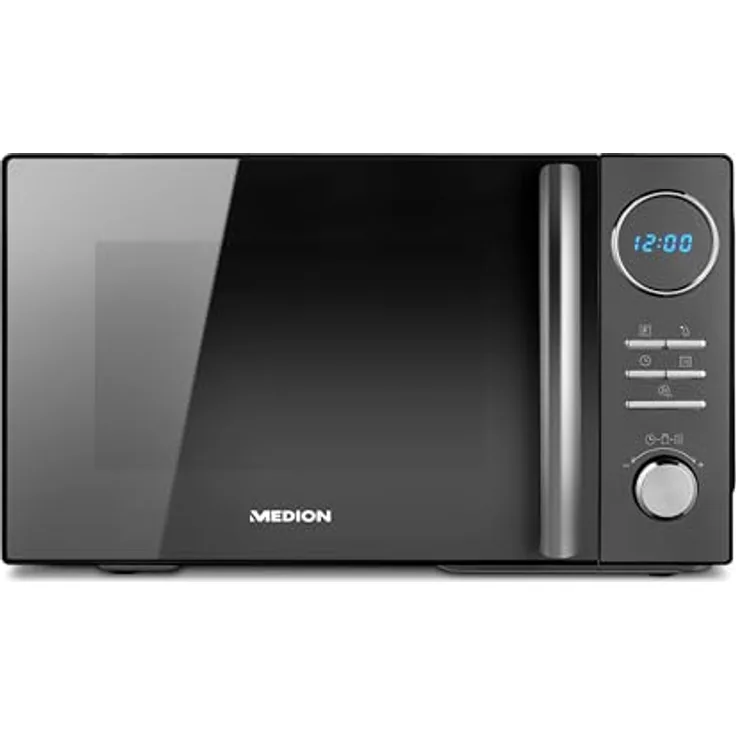 MEDION 3 in 1 Mikrowelle mit Grill und Heißluft Funktion (23 Liter, 900 Watt, 1.000 Watt Grill, 1.680 Watt Heißluft, 10 Automatikprogramme, Auftaufunktion, Display, MD11493) schwarz