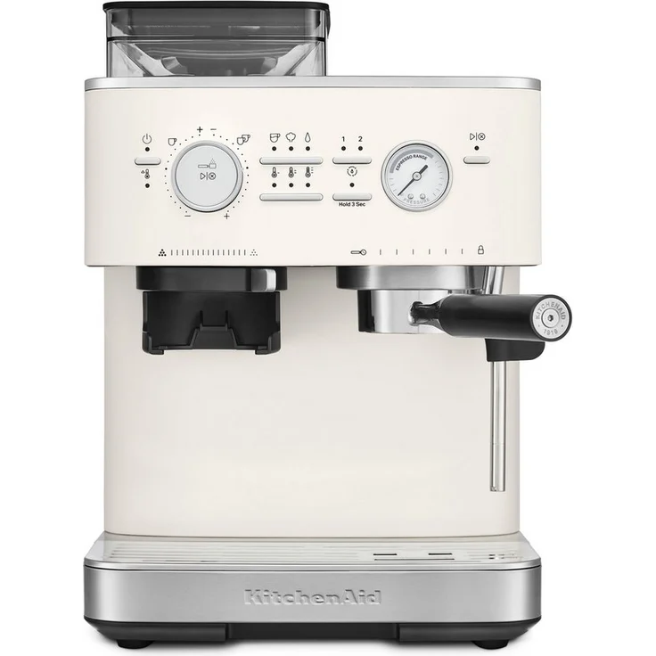 KitchenAid Kaffeehalbautomat KitchenAid halbautomatische Espressomaschine mit Gratmahlwerk, leistungsstarke 15-bar Pumpe und PID-Temperaturregelung, Edelstahl – Bild 1