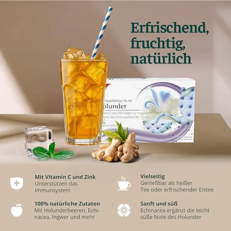 H&S Holunder-Tee mit Vitamin C und Zink, Filterbeutel 20x2,5 g, natürliches Aroma – Bild 2