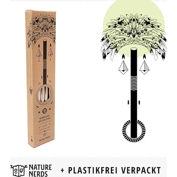 Nature Nerds Edelstahl-Trinkhalme, wiederverwendbar, 10 Stück gerade, 21,5 cm, plastikfreie Verpackung – Bild 5