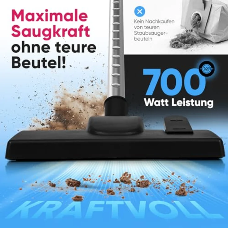 ProfiCare® Staubsauger beutellos Starke Saugleistung 700W, Bodenstaubsauger 4,8m Kabel, ohne Beutel, Hartböden & Auto Sofa, PC BS 3134 – Bild 2