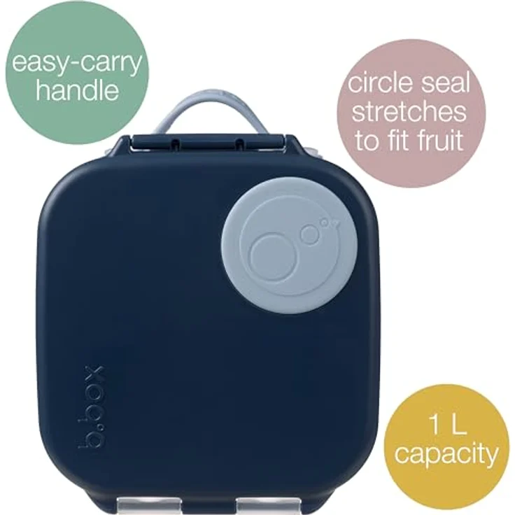 B.Box Mini Midnight, Lunchbox mit herausnehmbaren Fächern, blauer Silikondichtung für auslaufsichere Snacks und große Tragegriff – Bild 3