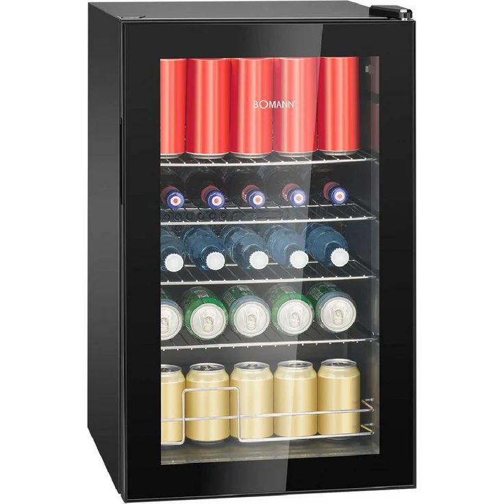 BOMANN Getränkekühlschrank KSG 7287, 63 Liter, 4 Chromablagen, Doppelverglaste Tür, schwarz – Bild 1
