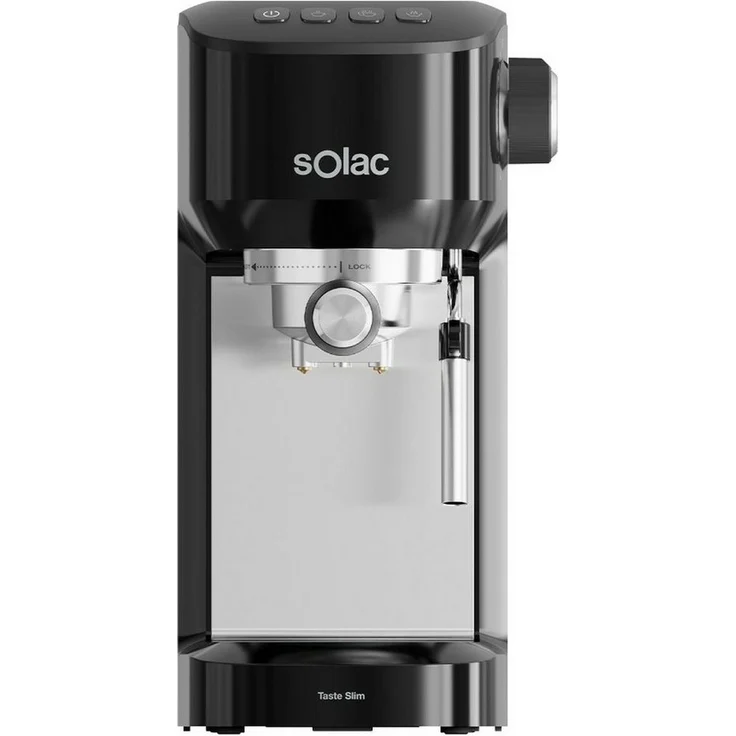 Solac CE4511, Kaffeevollautomat mit 850 W Leistung und 1,2 L Kapazität, schwarz aus Edelstahl