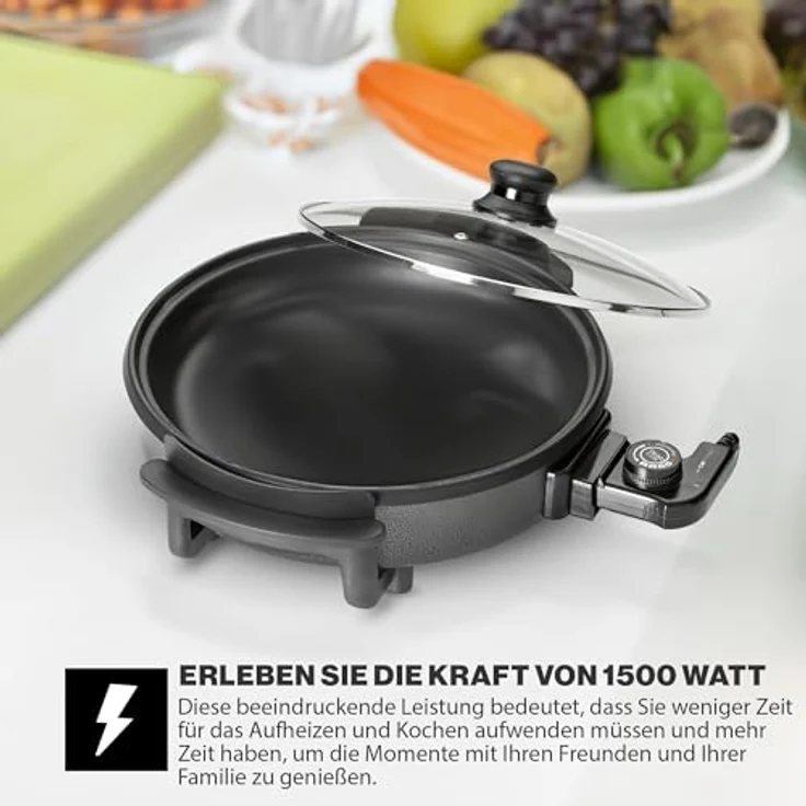 Clatronic PP 3401 Partypfanne zum Kochen, Braten, Dünsten, Auftauen und Warmhalten, 1550 Watt – Bild 2