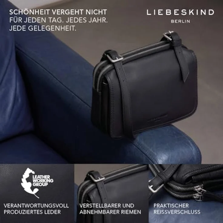 Liebeskind Luka Umhängetasche M, 100% Leder, 20.5 cm, rot – Bild 3