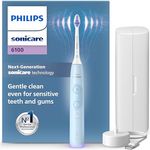 Philips Sonicare 6100 elektrische Zahnbürste, Schallzahnbürste mit 2 Putzmodi und 3 Intensitätsstufen, Andruckkontrolle, EasyStart, SmarTimer und BrushPacer, Hellblau