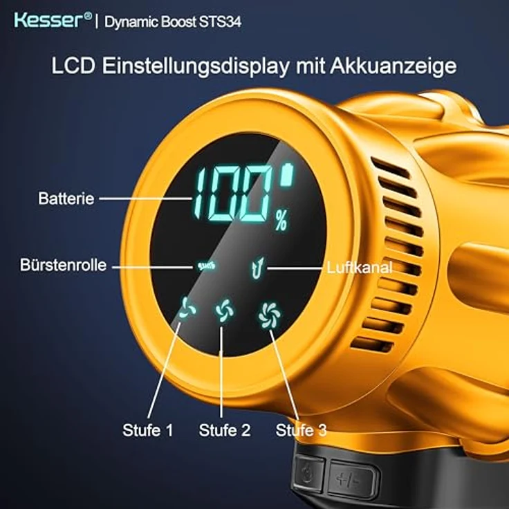 KESSER® Akku Staubsauger STS34, kabellos mit bis zu 70 Min. Laufzeit, HEPA-Filter, LED-Display und Anti-Tangle-Bodenbürste für Hartböden und Teppiche – Bild 3