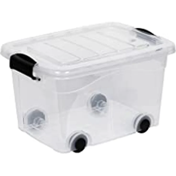 Kreher 2 Stück Rollboxen Set 20 und 40 Liter Volumen mit Deckel, Transparenter Ausführung aus robustem Kunststoff – Bild 4
