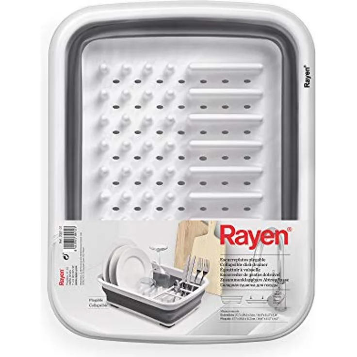 Rayen Faltbares Abtropfgestell, Hellgrau und Dunkelgrau, 2301.01, Maße zusammengeklappt: 37,7 x 29,3 x 5 cm.