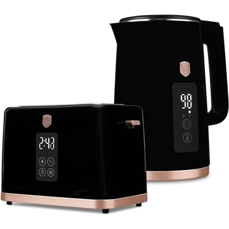 Berlinger Haus Wasserkocher 1,7 Liter + Toaster 59216, schwarz-roségold mit 2200 W Leistung, LED-Anzeige und 7 Bräunungsstufen – Bild 2