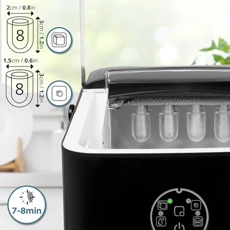 Duronic ICM12 BK Automatische Eiswürfelmaschine | 8 Eiswürfel in 6-8 min | Leiser Kompressor bis 54dB | 1 kg Eis Eiswürfelbereiter – Bild 3