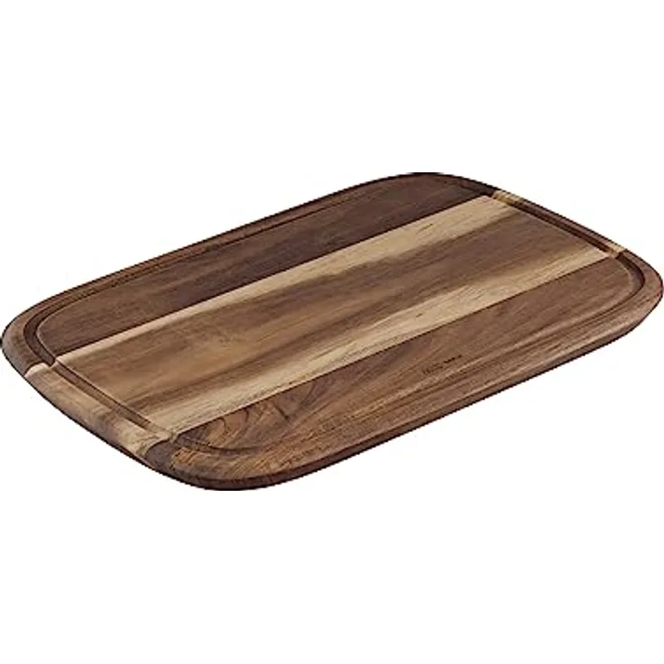 Jamie Oliver by Tefal K26809 Schneidebrett Gr. M | 37,4 x 25,1 x 2,2 cm | Akazienholz | FSC-zertifiziert | mit praktischer Saftrille | zum Schneiden von Lebensmitteln | zum Servieren | Braun