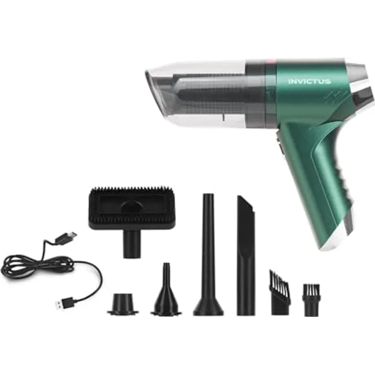 Genius Invictus One Quick Akku Handstaubsauger 3 in 1, kabellos, 75 Watt BLDC-Motor, Mini Autostaubsauger, Beutellos, für Auto, Küche, Tastatur – Bild 2