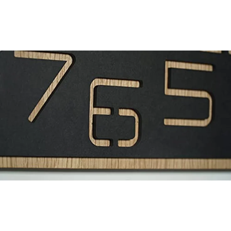 Wanduhr groß holzoptik Holz Digits, quadratisch Stille, Wohnzimmer, Schlafzimmer , Made in EU (Schwarz, 40 cm) – Bild 4