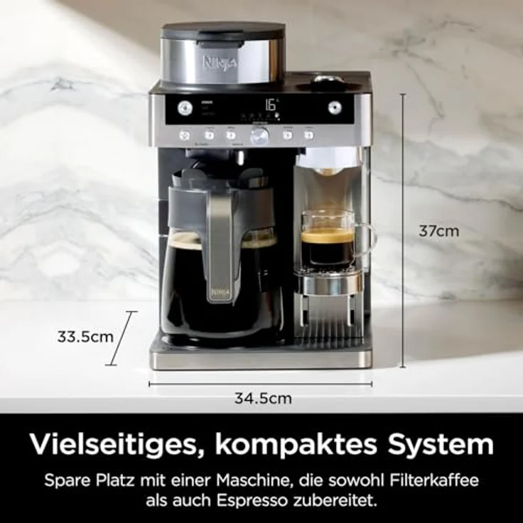 Ninja Prestige CFN802EU, 2-in-1 Filterkaffee- und Kapselmaschine mit integriertem Milchaufschäumer für Latte, Eiskaffee und Flat White, Schwarz – Bild 2