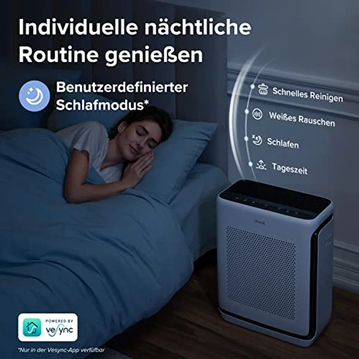 LEVOIT Luftreiniger Allergiker mit Tiermodus, CADR 416m³/h bis 87㎡ Racherzimmer Wohnung, Dualsensor&Waschbarer Vorfilter, H13 HEPA Luftfilter gegen 99,97% von Tierhaare&-gerüche Schimmel Pollen Staub – Bild 4