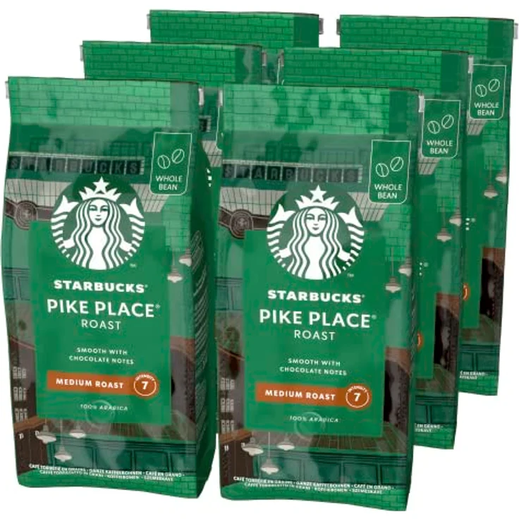 Starbucks Pike Place Kaffee, 6er Set, Medium Roast, Röstkaffee, Sanft, Schoko-Note, Ganze Bohnen, 6 x 200g – Bild 2